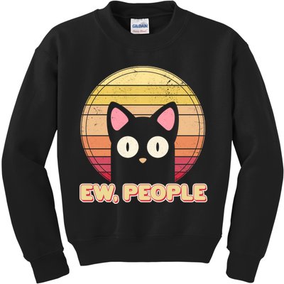 Retro Ew People Funny Cat Kids Sweatshirt