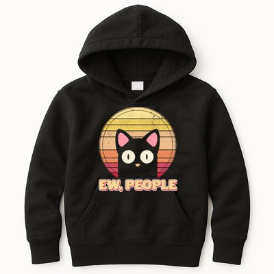 Retro Ew People Funny Cat Kids Hoodie