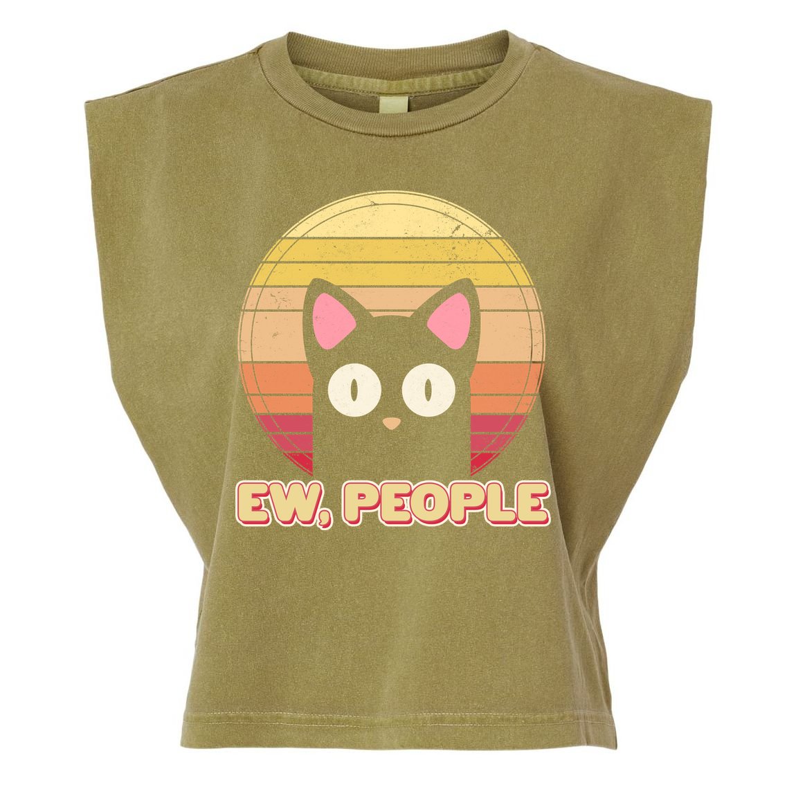 Retro Ew People Funny Cat Garment-Dyed Women's Muscle Tee