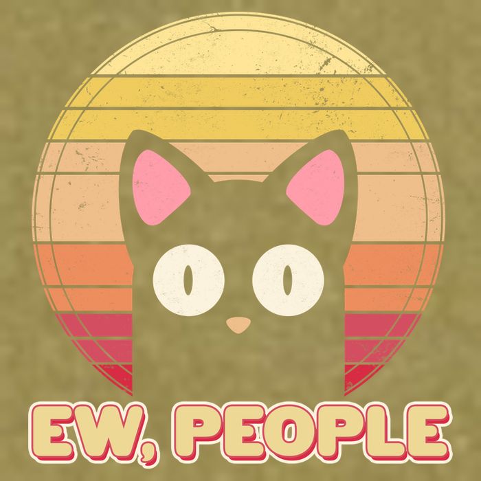 Retro Ew People Funny Cat Garment-Dyed Women's Muscle Tee