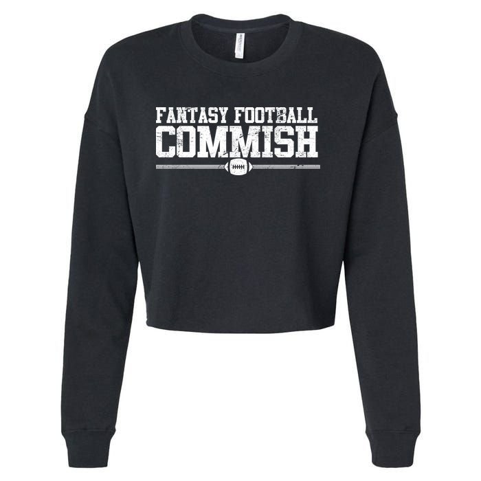 Retro Fantasy Football Commish Funny Sports Cropped Pullover Crew