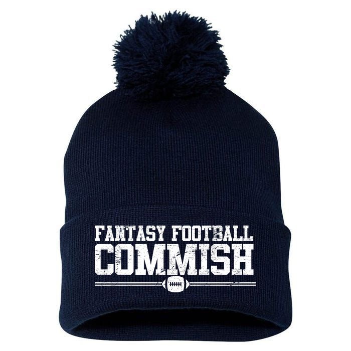 Retro Fantasy Football Commish Funny Sports Pom Pom 12in Knit Beanie