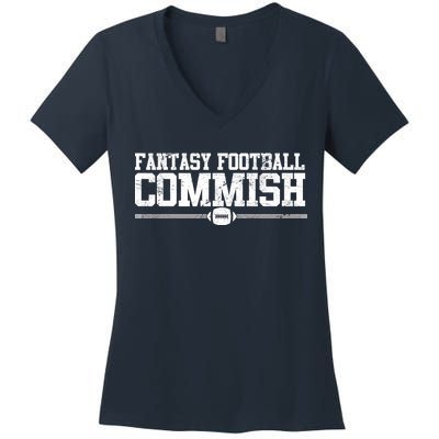 Retro Fantasy Football Commish Funny Sports Women's V-Neck T-Shirt