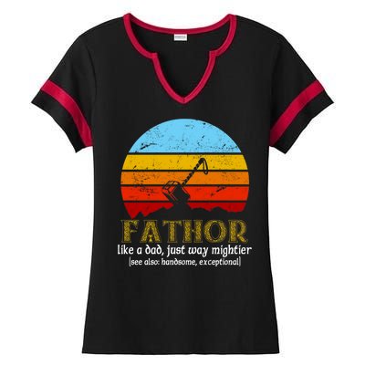 Retro Fathor Like Dad Just Way Mightier Ladies Halftime Notch Neck Tee