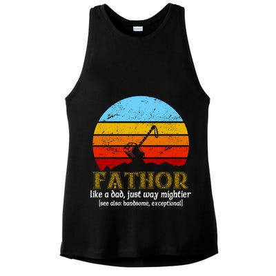 Retro Fathor Like Dad Just Way Mightier Ladies PosiCharge Tri-Blend Wicking Tank