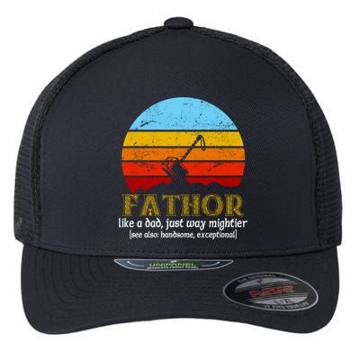 Retro Fathor Like Dad Just Way Mightier Flexfit Unipanel Trucker Cap