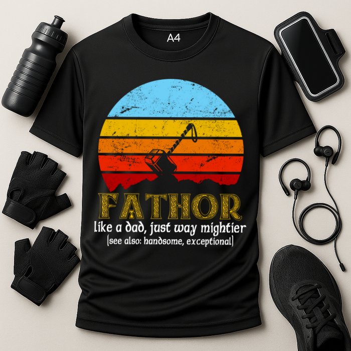 Retro Fathor Like Dad Just Way Mightier Performance Shirt