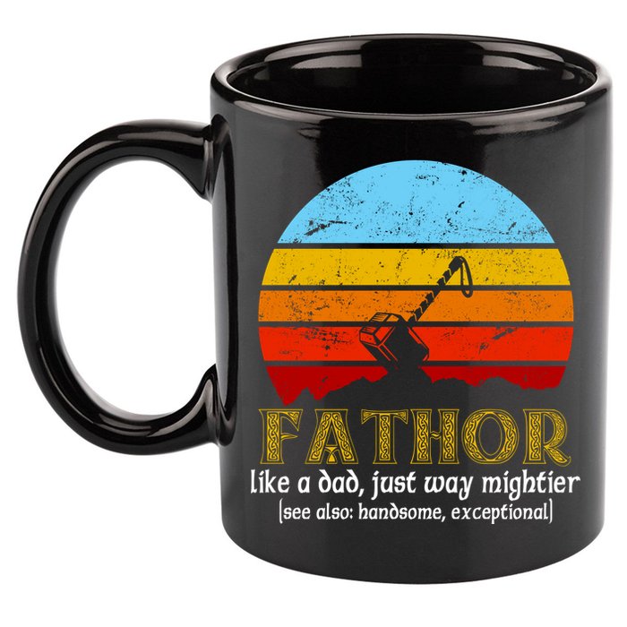 Retro Fathor Like Dad Just Way Mightier 11oz C Handle Ceramic Mug