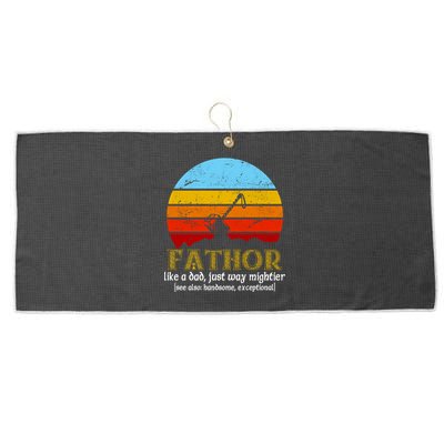 Retro Fathor Like Dad Just Way Mightier Large Microfiber Waffle Golf Towel