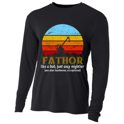 Retro Fathor Like Dad Just Way Mightier Cooling Performance Long Sleeve Crew