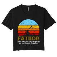Retro Fathor Like Dad Just Way Mightier Crop Top