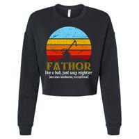 Retro Fathor Like Dad Just Way Mightier Cropped Pullover Crew