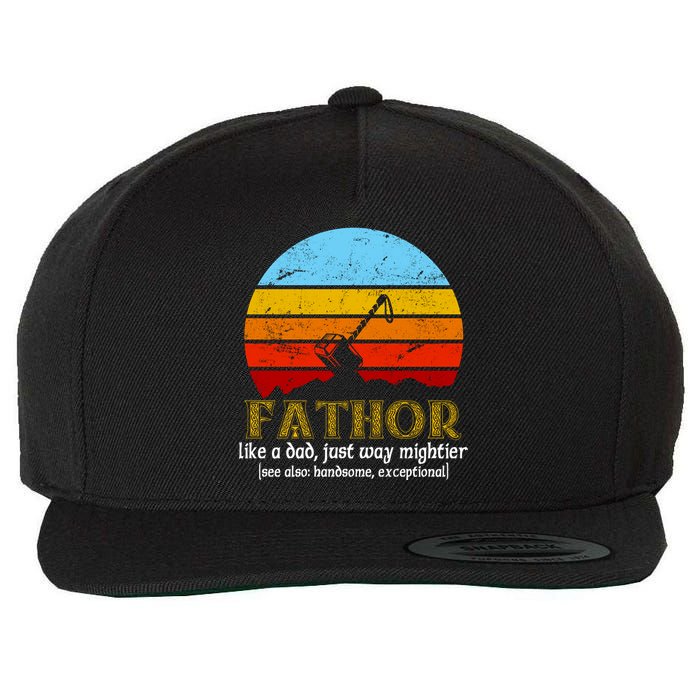 Retro Fathor Like Dad Just Way Mightier Wool Snapback Cap