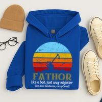 Retro Fathor Like Dad Just Way Mightier Hoodie