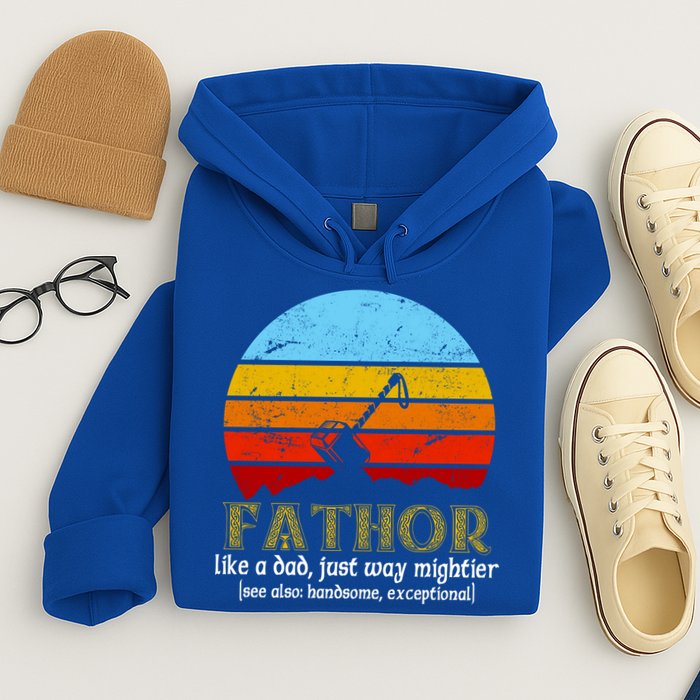 Retro Fathor Like Dad Just Way Mightier Hoodie