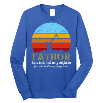 Retro Fathor Like Dad Just Way Mightier Long Sleeve Shirt