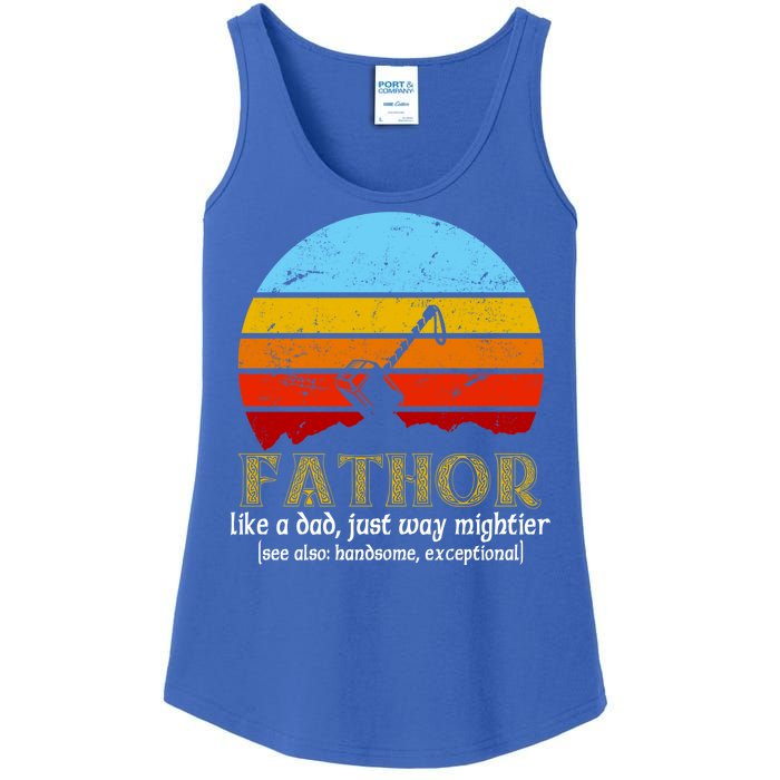 Retro Fathor Like Dad Just Way Mightier Ladies Essential Tank