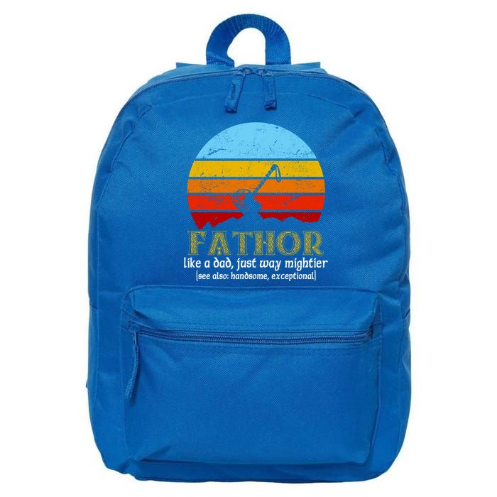 Retro Fathor Like Dad Just Way Mightier 16 in Basic Backpack