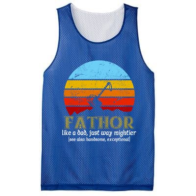 Retro Fathor Like Dad Just Way Mightier Mesh Reversible Basketball Jersey Tank
