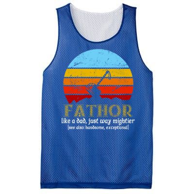 Retro Fathor Like Dad Just Way Mightier Mesh Reversible Basketball Jersey Tank