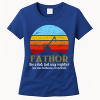 Retro Fathor Like Dad Just Way Mightier Womens T-Shirt