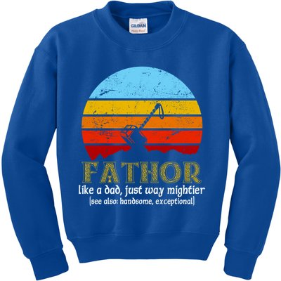 Retro Fathor Like Dad Just Way Mightier Kids Sweatshirt