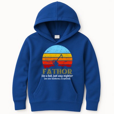 Retro Fathor Like Dad Just Way Mightier Kids Hoodie