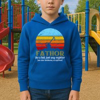 Retro Fathor Like Dad Just Way Mightier Kids Hoodie