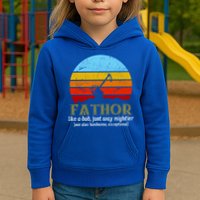 Retro Fathor Like Dad Just Way Mightier Kids Hoodie
