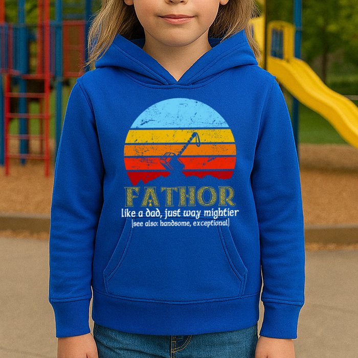 Retro Fathor Like Dad Just Way Mightier Kids Hoodie