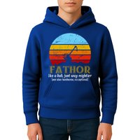 Retro Fathor Like Dad Just Way Mightier Kids Hoodie