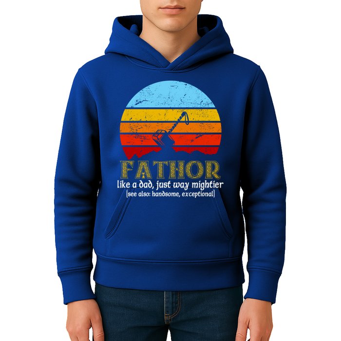 Retro Fathor Like Dad Just Way Mightier Kids Hoodie
