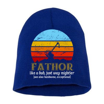 Retro Fathor Like Dad Just Way Mightier Short Acrylic Beanie