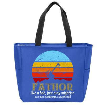 Retro Fathor Like Dad Just Way Mightier Zip Tote Bag