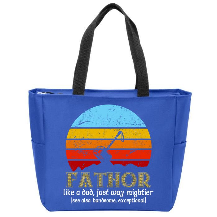 Retro Fathor Like Dad Just Way Mightier Zip Tote Bag