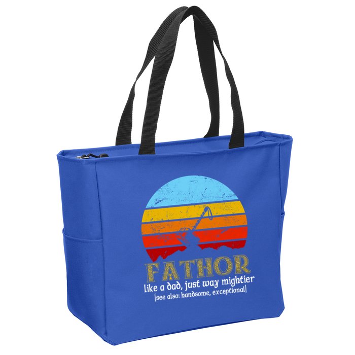 Retro Fathor Like Dad Just Way Mightier Zip Tote Bag