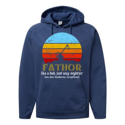 Retro Fathor Like Dad Just Way Mightier Performance Fleece Hoodie