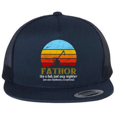 Retro Fathor Like Dad Just Way Mightier Flat Bill Trucker Hat