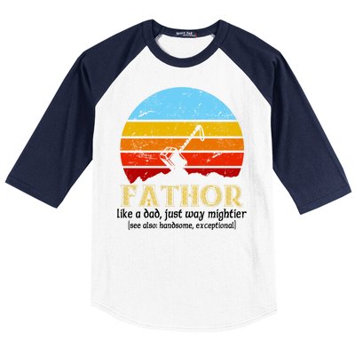 Retro Fathor Like Dad Just Way Mightier Baseball Sleeve Shirt