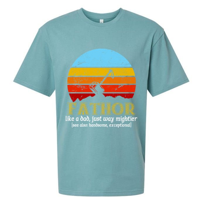 Retro Fathor Like Dad Just Way Mightier Sueded Cloud Jersey T-Shirt