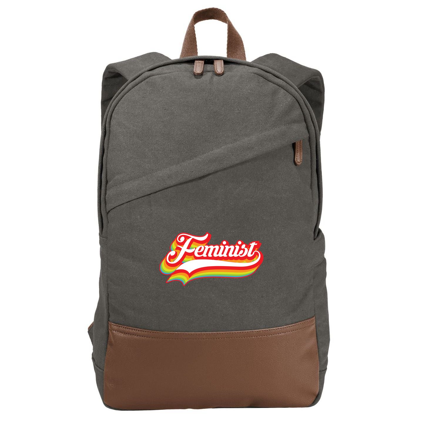 Retro Feminist Logo Cotton Canvas Backpack