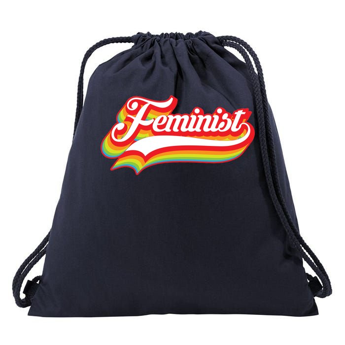 Retro Feminist Logo Drawstring Bag