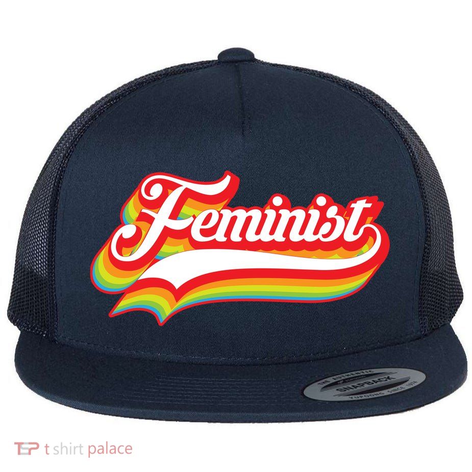 Retro Feminist Logo Flat Bill Trucker Hat