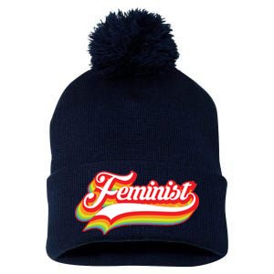 Retro Feminist Logo Pom Pom 12in Knit Beanie