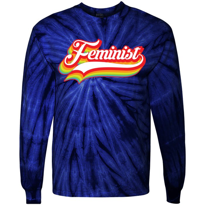 Retro Feminist Logo Tie-Dye Long Sleeve Shirt