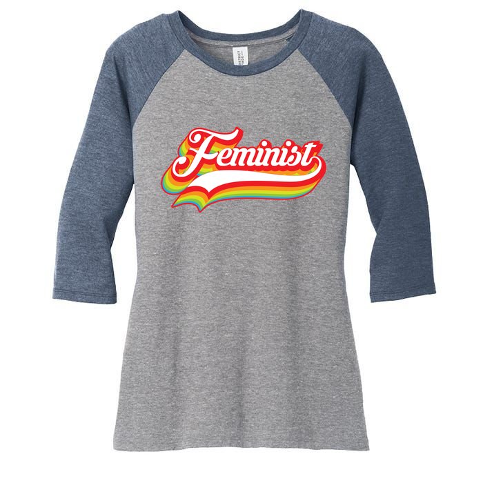 Retro Feminist Logo Women's Tri-Blend 3/4-Sleeve Raglan Shirt