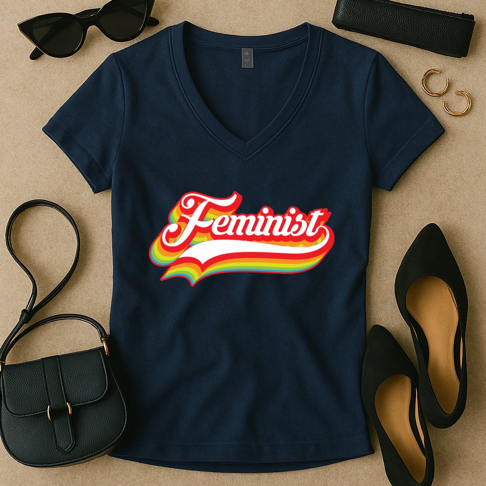 Retro Feminist Logo Women's V-Neck T-Shirt