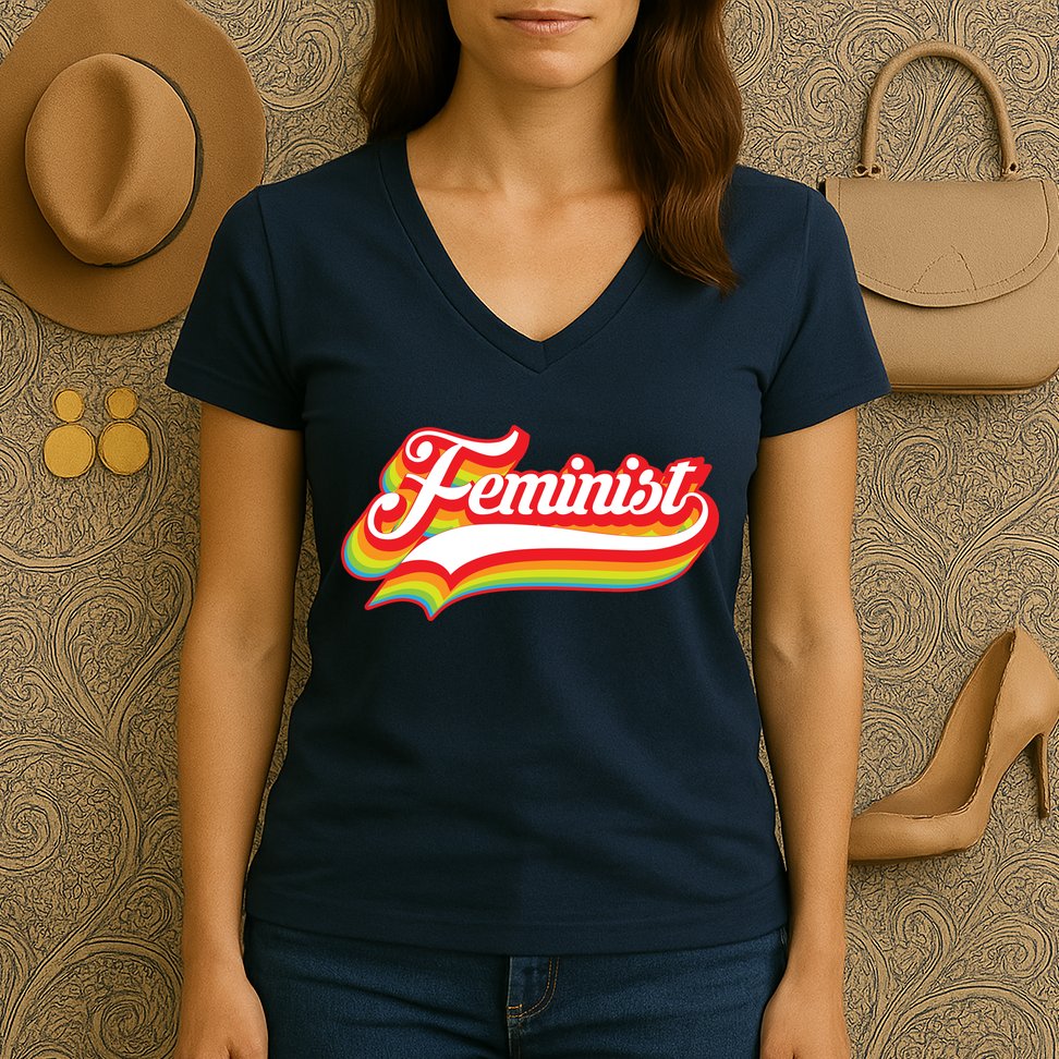 Retro Feminist Logo Women's V-Neck T-Shirt