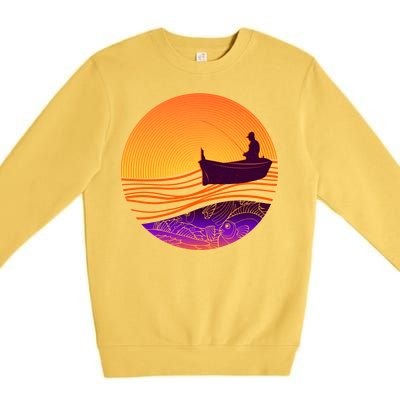 Retro Fisherman Boat Emblem Premium Crewneck Sweatshirt