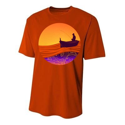 Retro Fisherman Boat Emblem Performance Sprint T-Shirt